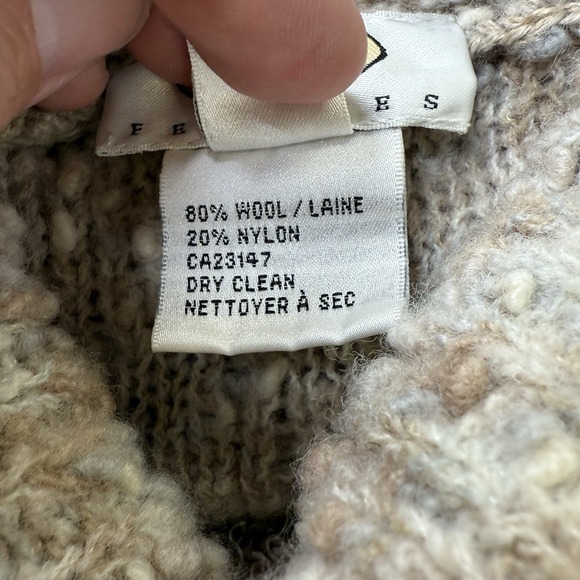 Talbots Petites Bouclé Turtleneck Sweater Beige‎ Brown Wool Blend M - Picture 5 of 7